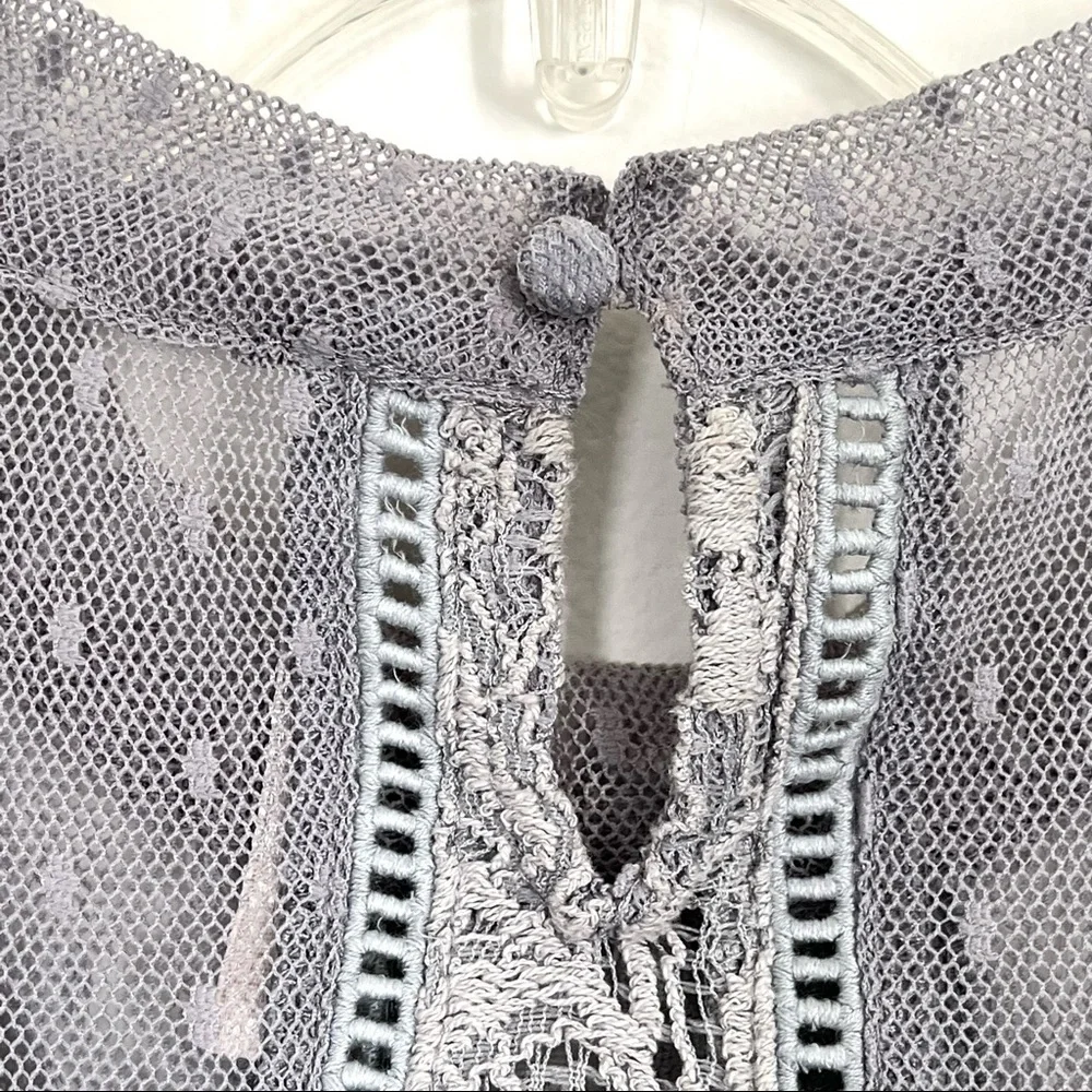 Free People Maisie Modern Mesh Lace Tunic Tank Top Gray Size S